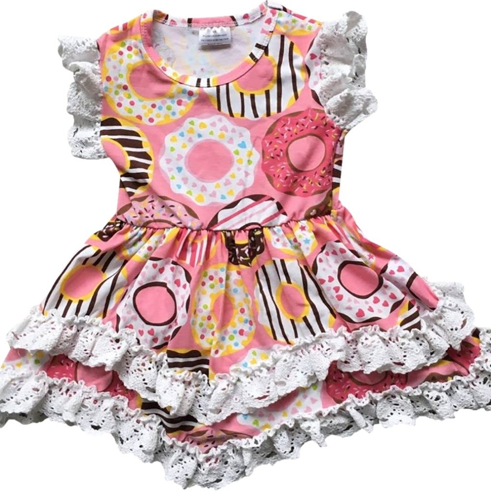 Little Toddler Girl Kids Ruffle Donuts Lace Summer Easter Playwear Girl Dress